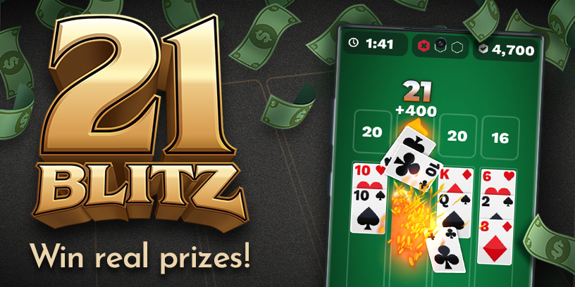 21 Blitz logo - Card game app combining blackjack and solitaire for real money