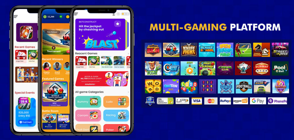 Collection of real money gaming apps logos displayed on smartphone screen 2025