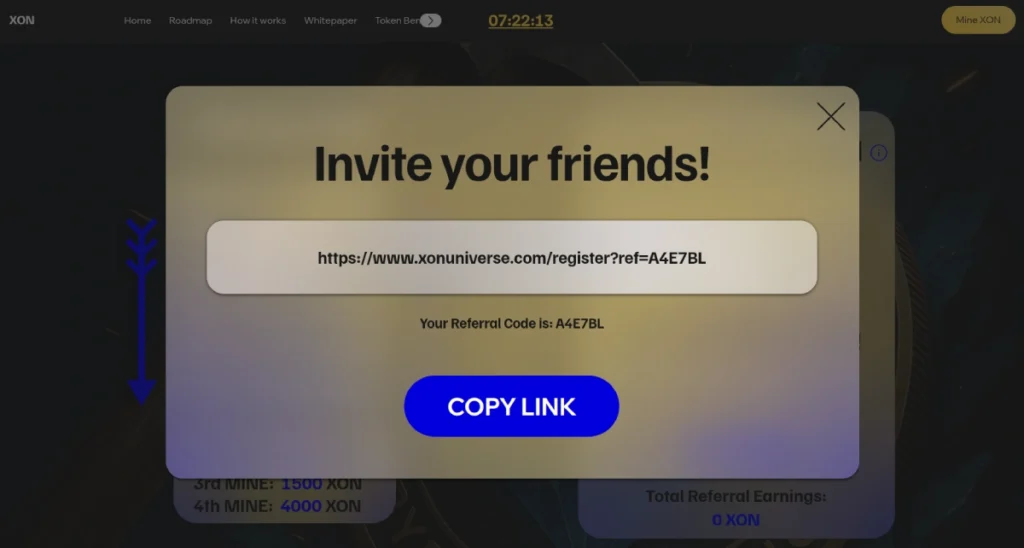 XON Universe - earn cryptocurrency free - referral program