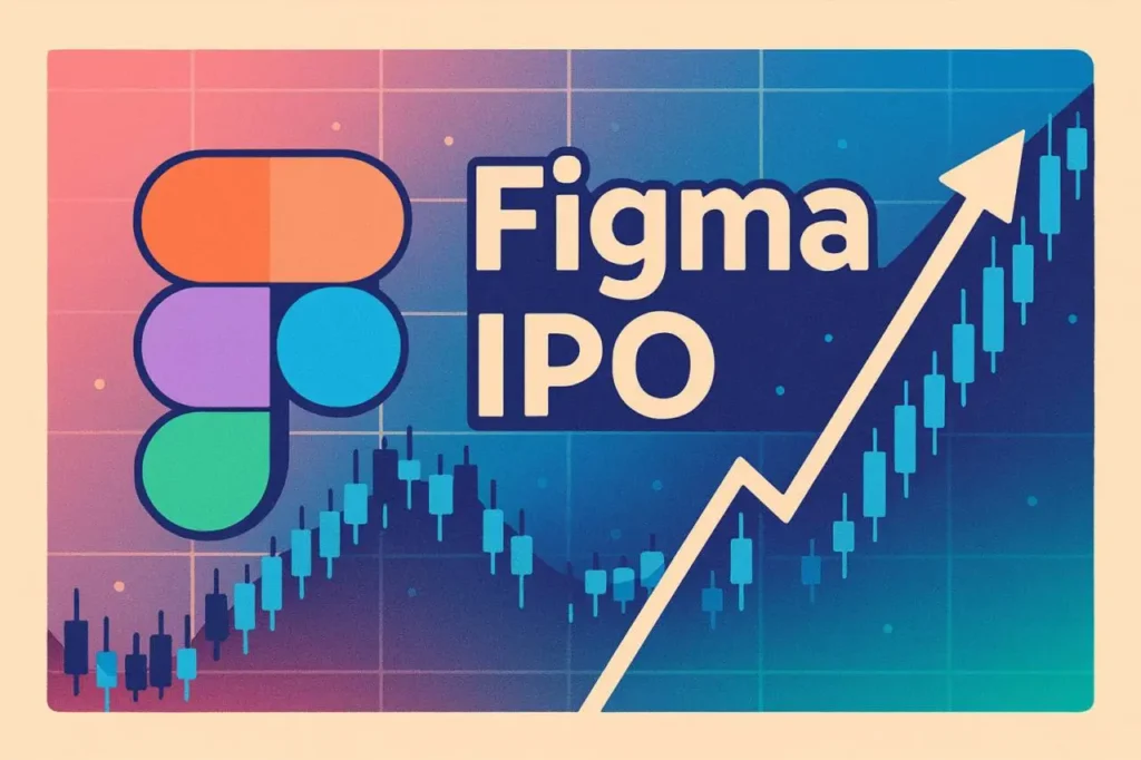 Figma stock price chart displaying IPO performance from $33 opening to $115.50 close on first trading day