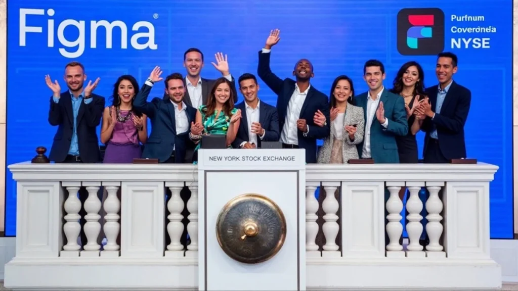 New York Stock Exchange trading floor during Figma IPO debut as FIG stock begins public trading