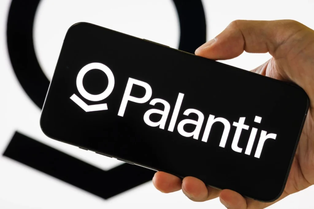 Palantir stock chart showing PLTR ticker performance with AI and data analytics growth trends in 2025