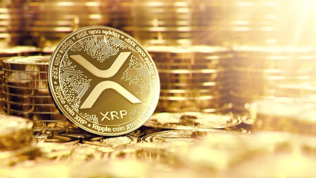 Ripple XRP logo with green upward trending price graph and regulatory approval checkmark