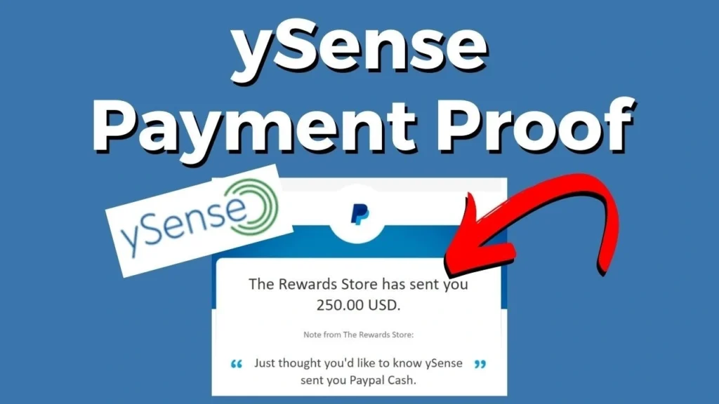 ySense payment proof PayPal screenshot