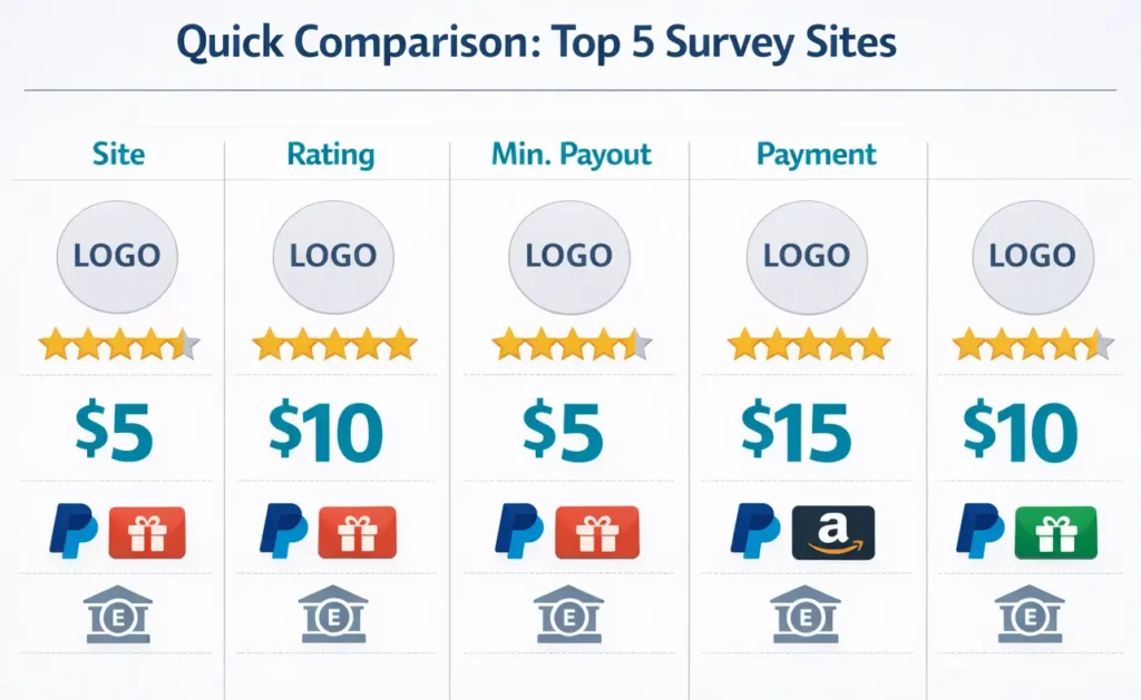 Paid Survey Sites Canada - Comparison Infographic