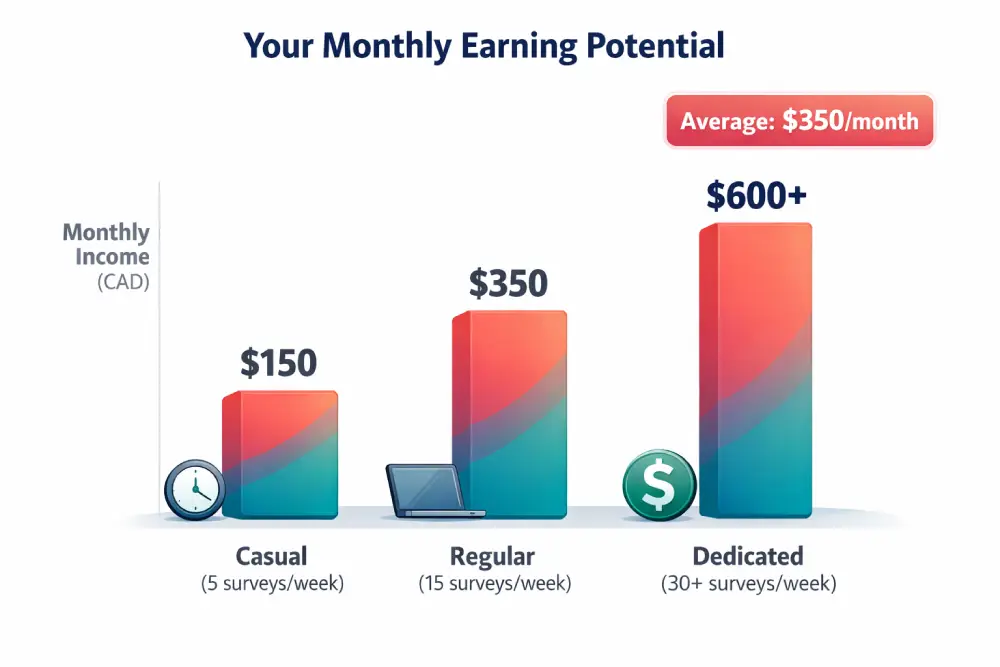 Paid Survey Sites Canada - Earnings Potential Visual